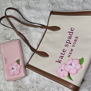 Kate Spade Cream and Brown Floral Tote